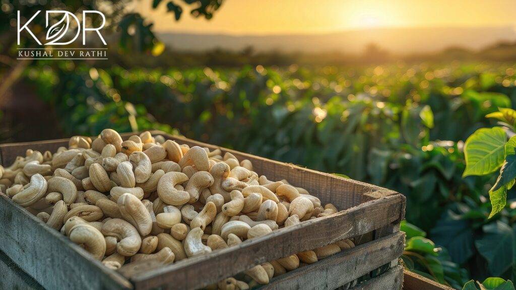 Cashew harvest at collaborative managed farmland estate in Goa India at sunset, Captured by Kushal Dev Rathi