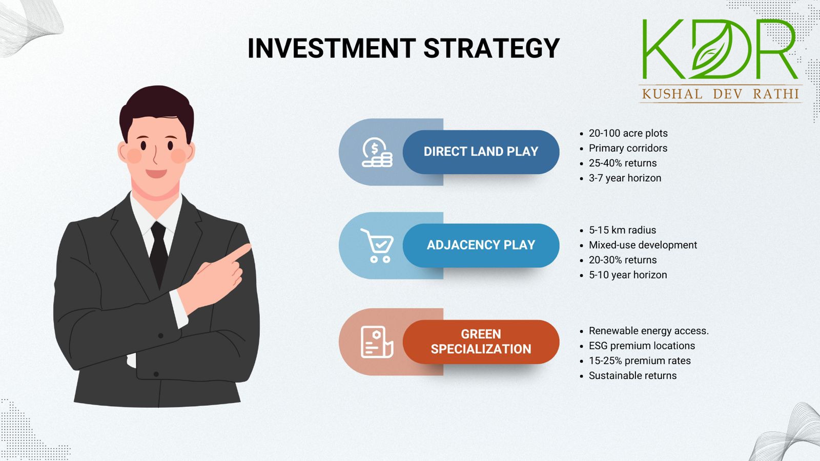 Three data center land investment strategies by Kushal Dev Rathi : direct land play, adjacency opportunity, green specialisation