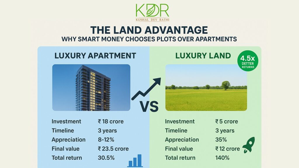 Luxury real estate investment opportunity in India metro-wise price comparison chart showing per square foot rates, 5-year projections, and annual ROI across Mumbai, Gurugram, Bangalore, Hyderabad and Goa markets