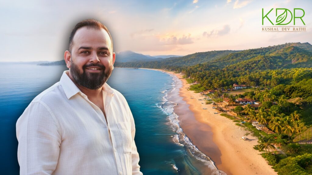 Panoramic blog banner showcasing Vengurla Coastal Destination with pristine Konkan beaches, modern airport infrastructure, coastal highway connectivity, lush green hills, and Arabian Sea coastline representing sustainable tourism growth, infrastructure expansion, and emerging coastal investment opportunities after Goa.